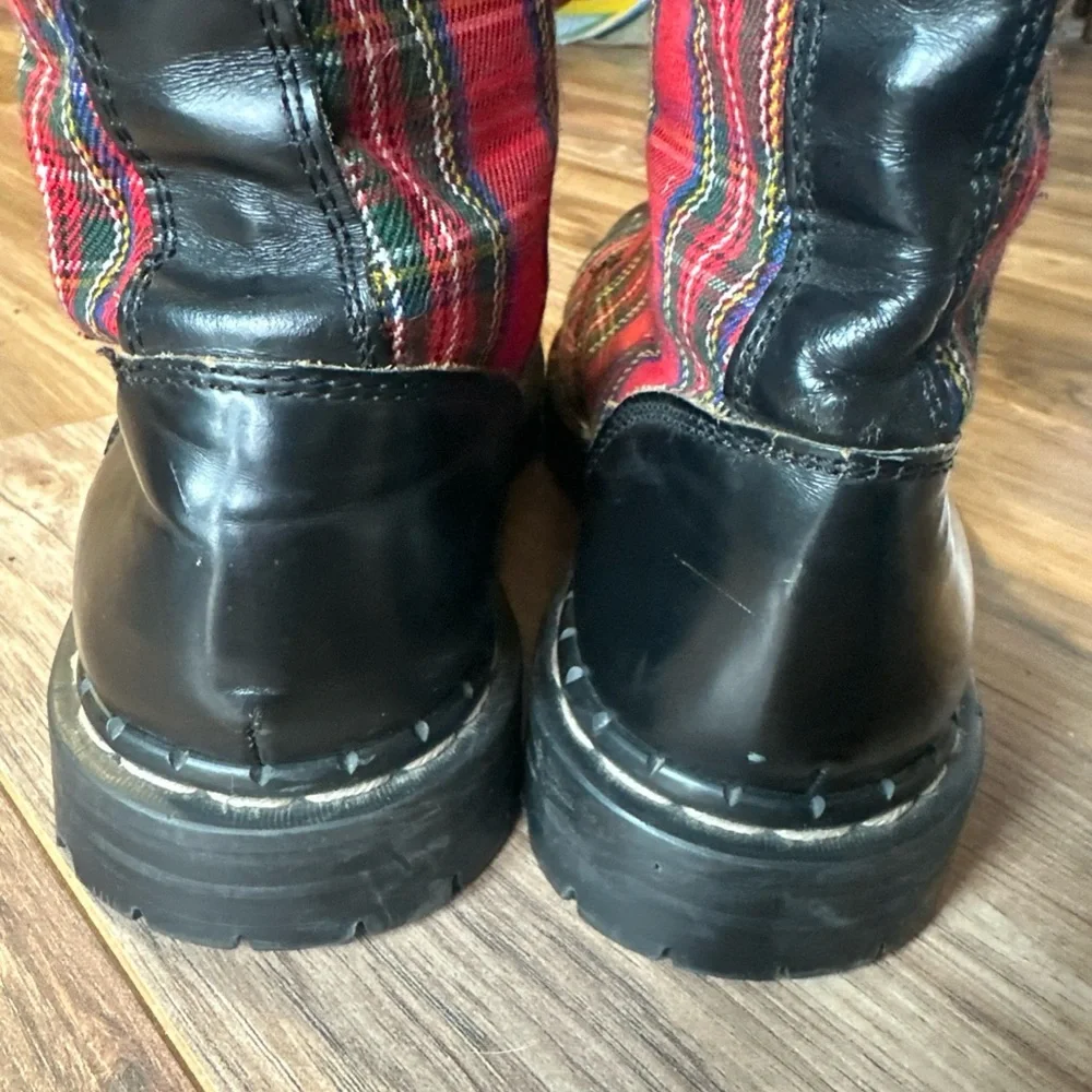 Gripfast 20-eye Steel Toe Boots England Tartan Plaid Red Size 10.5-11M 11.5-12W - Picture 5 of 10